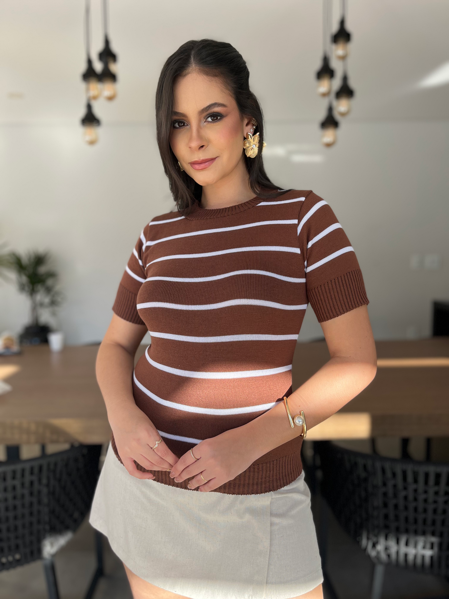 BLUSA TRICÔ DE VERÃO LISTRADA