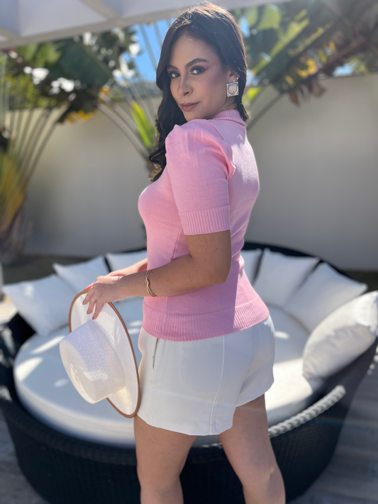 BLUSA TRICÔ DE VERÃO MANGA PRINCESA