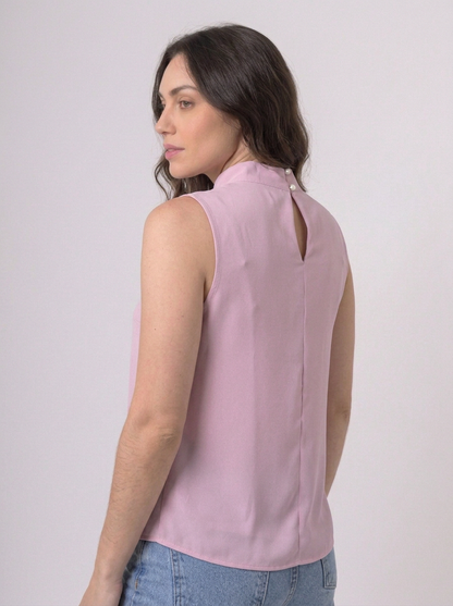 Blusa Gola Alta em Amarelo Manteiga e Rosa | Leluce