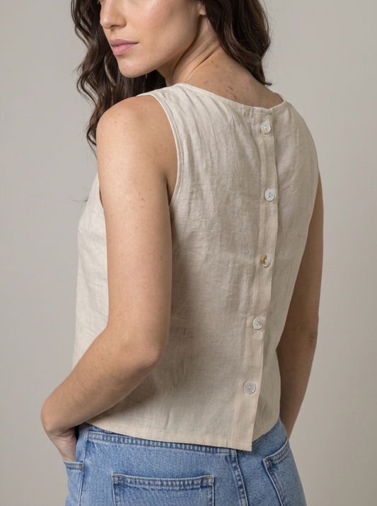 Blusa Regata Alfaiataria Minimal em Marrante | Leluce