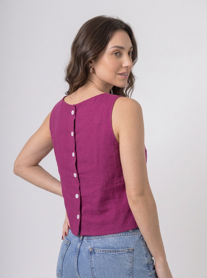 Blusa Regata Alfaiataria Minimal em Marrante | Leluce