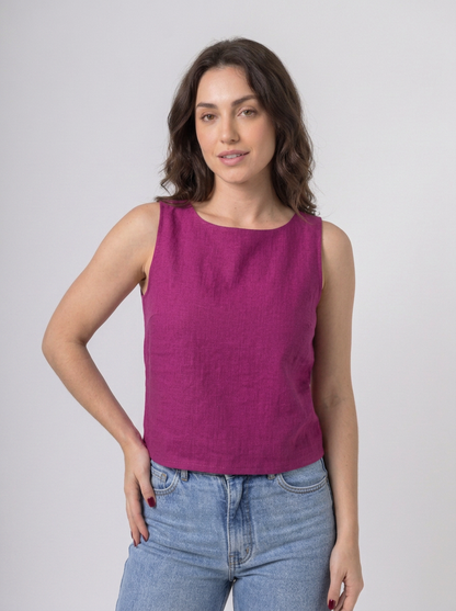 Blusa Regata Alfaiataria Minimal em Marrante | Leluce