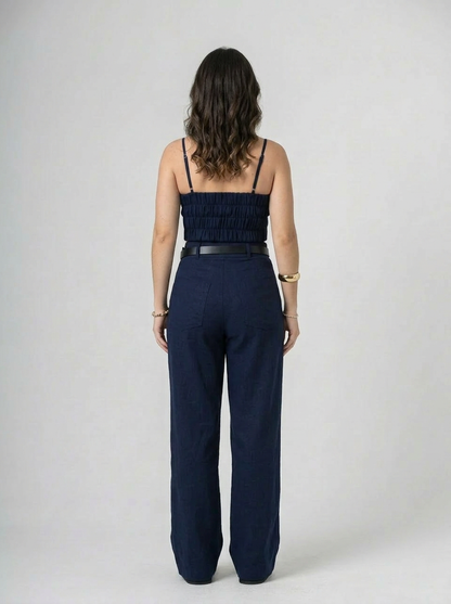 Cropped em Linho com Alças Reguláveis | Leluce