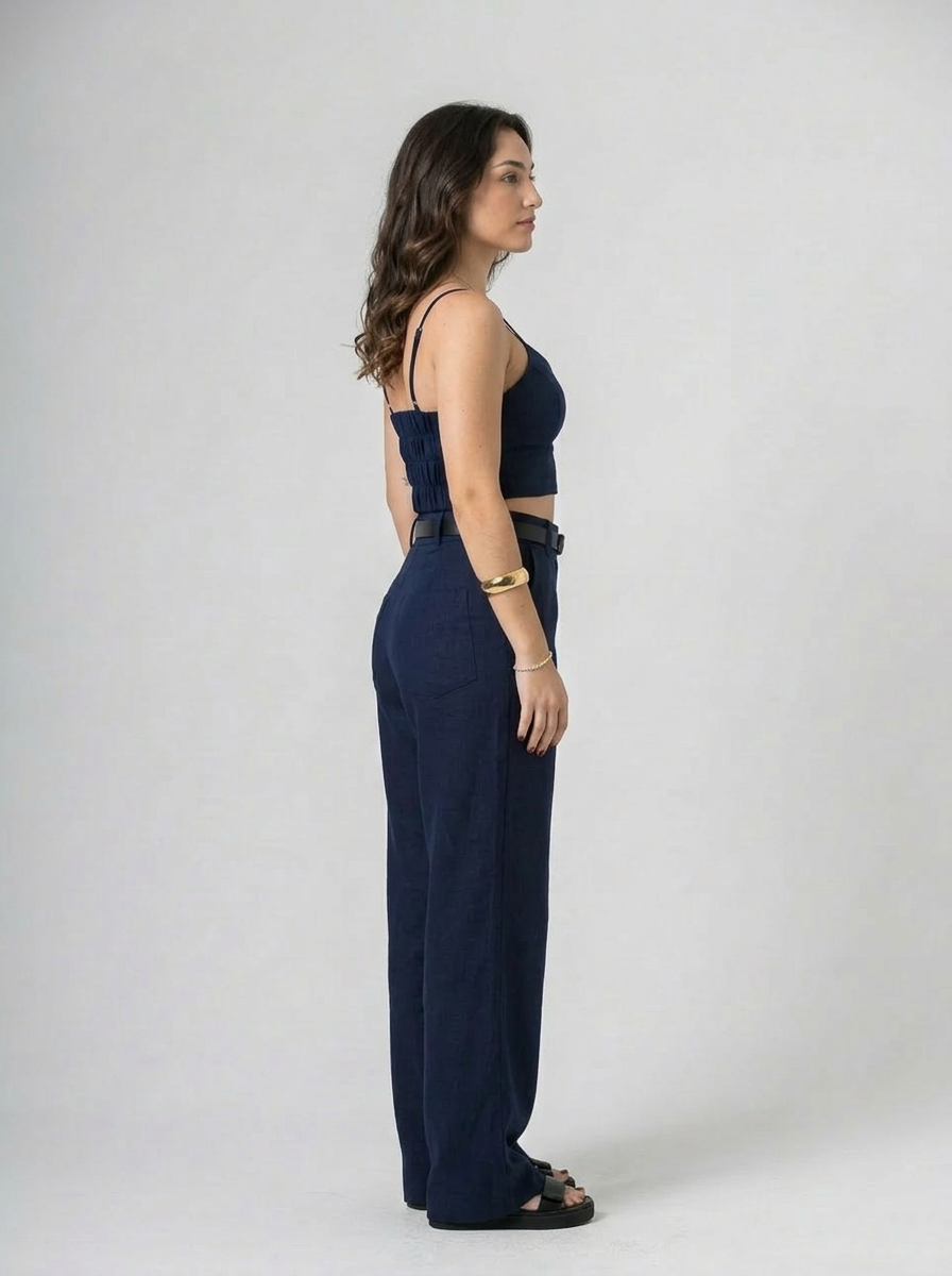 Cropped em Linho com Alças Reguláveis | Leluce