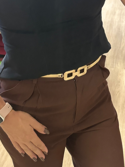 Cinto Feminino de Metal Fivela Quadrada