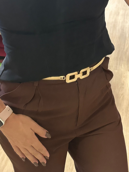 Cinto Feminino de Metal Fivela Quadrada