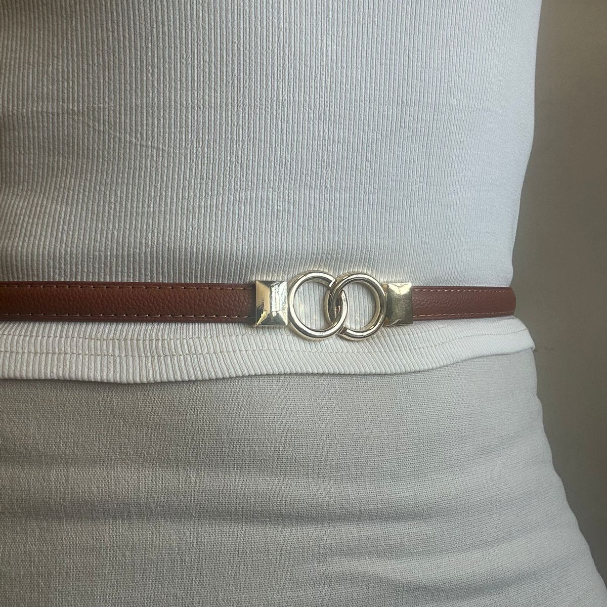 Cinto Fivela Dupla Dourada